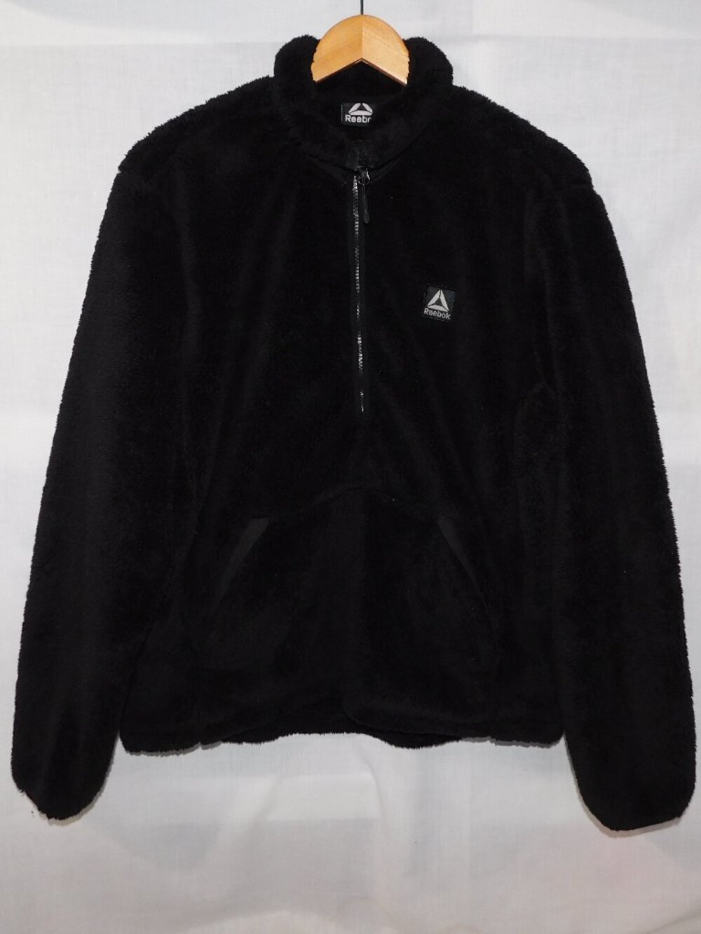Reebok Black 1/4 Zip Pullover Teddy Fleece Sweater Jacket Womens M